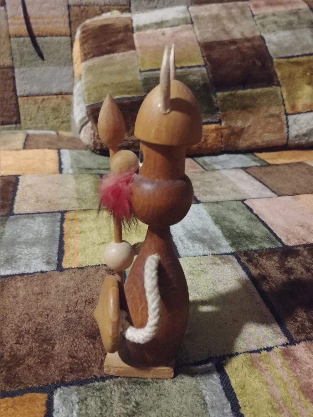 Vintage mid-century wooden Viking figurine